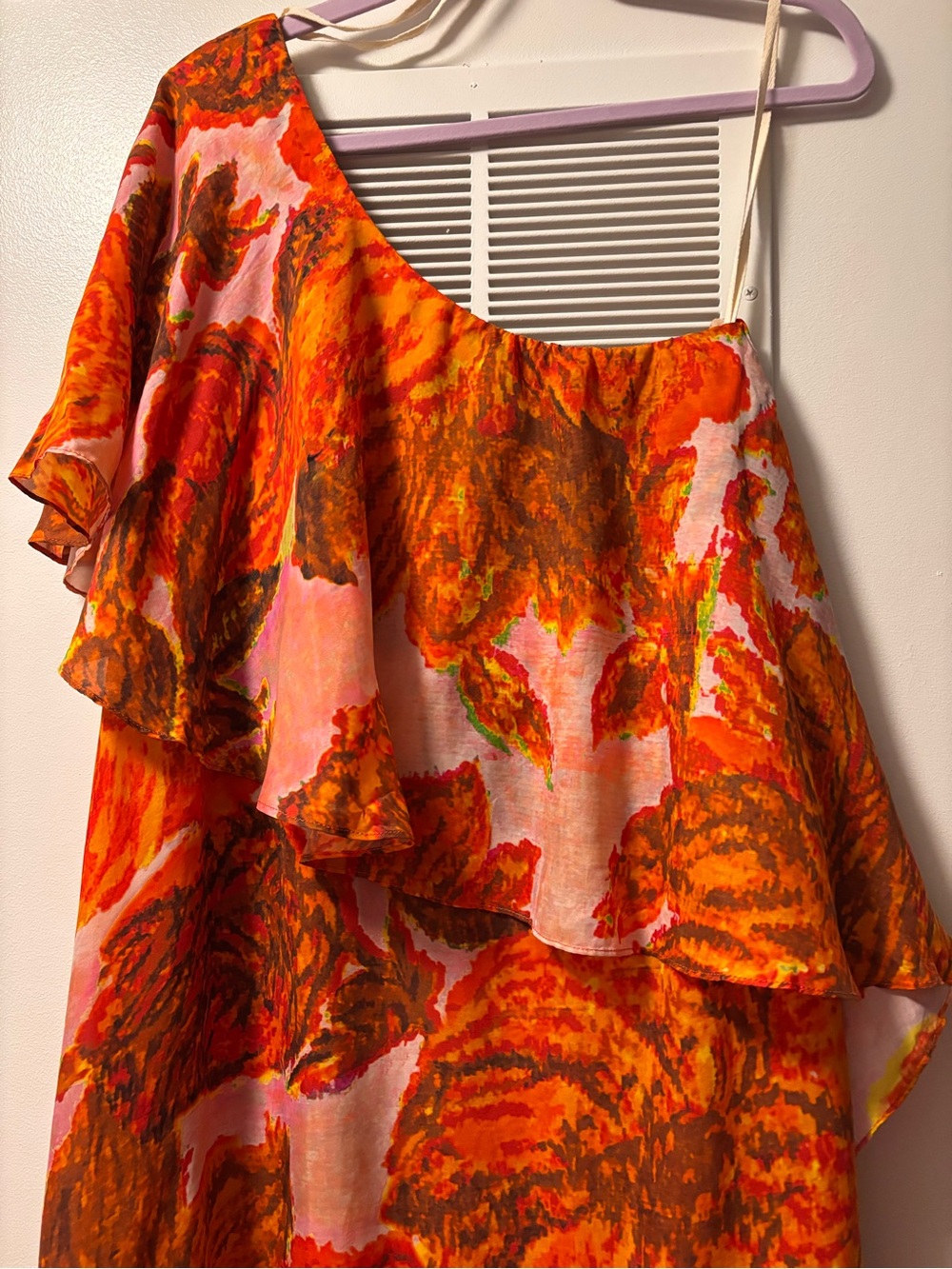 NWT Anthropologie Hope for Flowers Tracy Reese Floral One Shoulder Midi Dress L - Picture 7 of 10